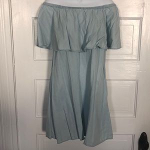 Off the shoulder denim shift dress